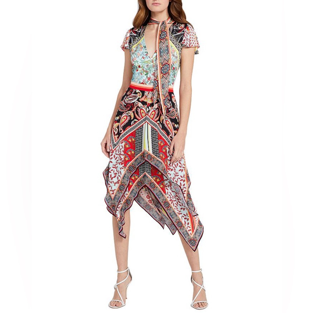 Alice + Olivia Tamara Tie Neck Handkerchief Dress, Size 0